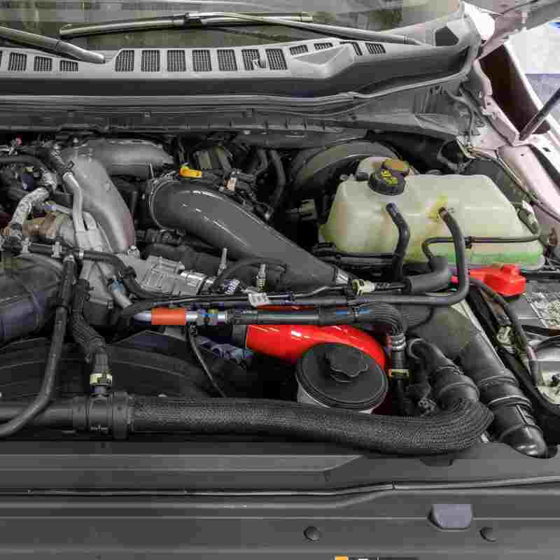 Ford Super Duty Boost Tube - Cold Side - Banks Power - 3.5in diameter, Mandrel-bent, Aluminized Steel - `11-`16